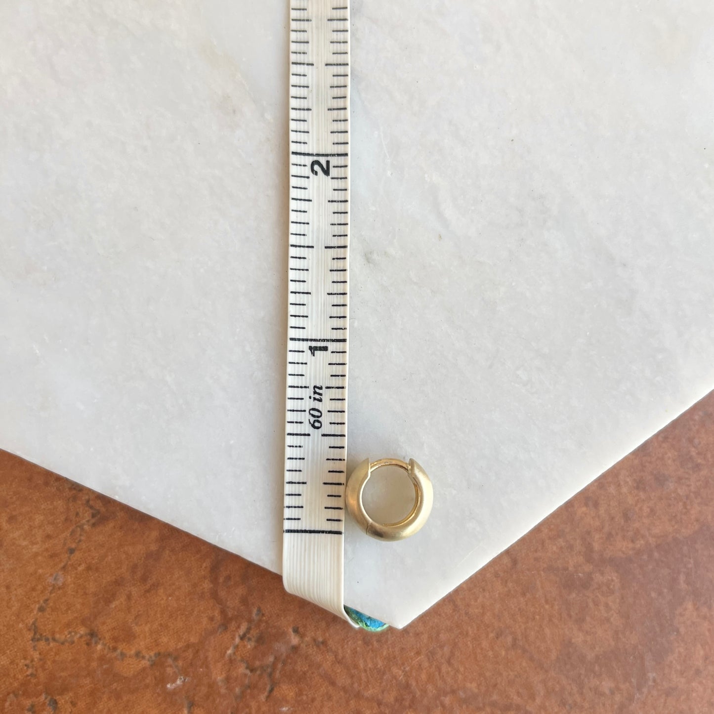 14KT Yellow Gold Brushed Matte Hinged Huggie Hoop Earrings 11.5mm