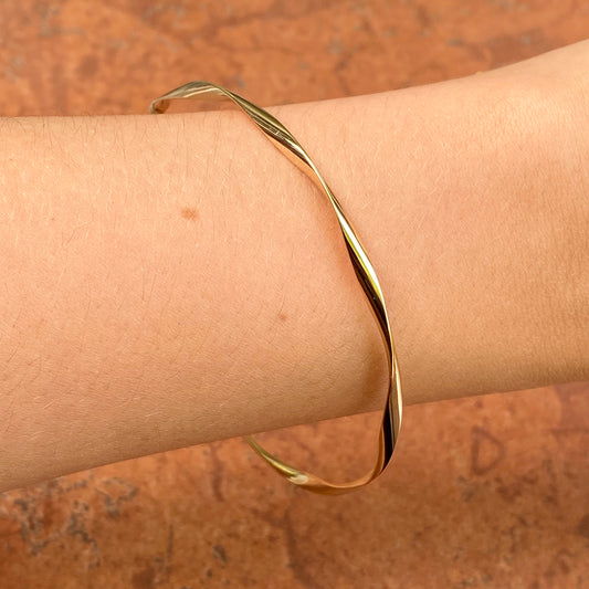14KT Yellow Gold Round Slip On Bangle Bracelet, 14KT Yellow Gold Round Slip On Bangle Bracelet - Legacy Saint Jewelry