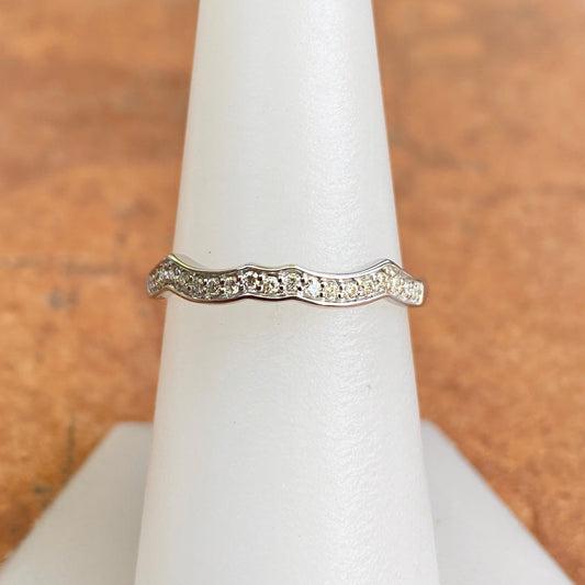 14KT White Gold 1/8 CT Diamond Wave Band Wedding Band Ring, 14KT White Gold 1/8 CT Diamond Wave Band Wedding Band Ring - Legacy Saint Jewelry