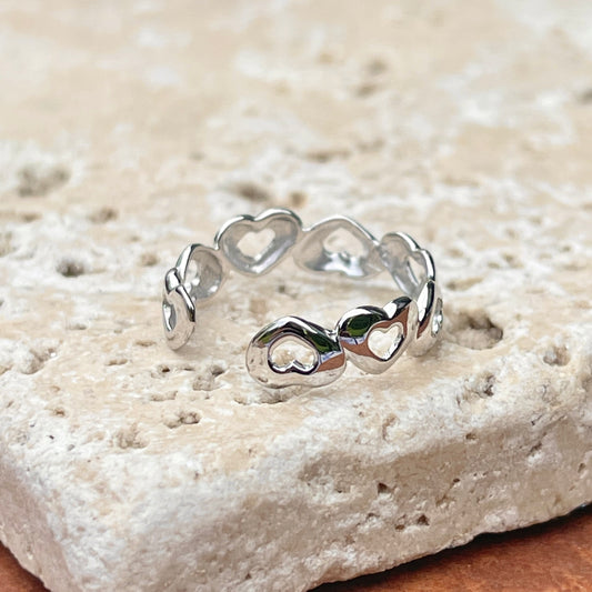 14KT White Gold Hearts Design Toe Ring