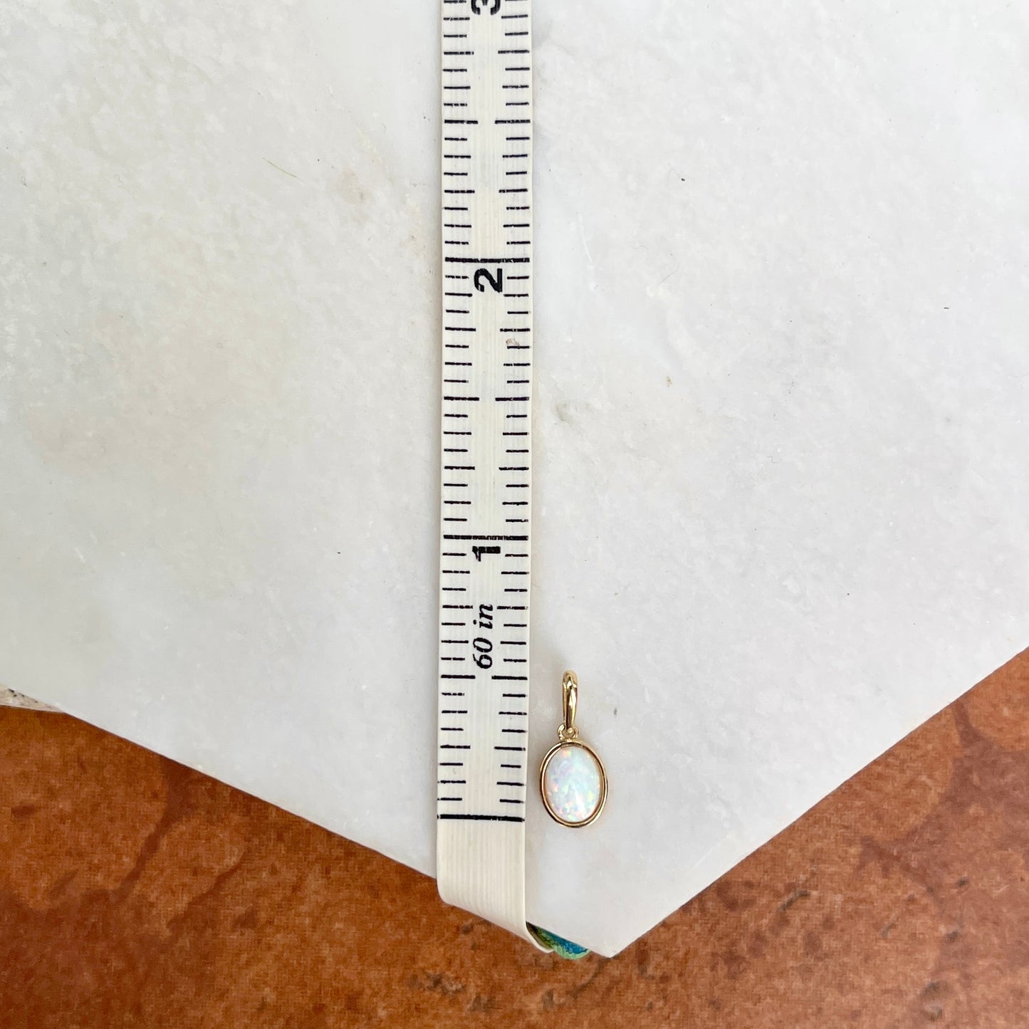 14KT Yellow Gold Oval Opal Simple Mini Pendant Charm