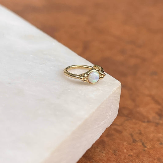 14KT Yellow Gold Opal Cartilage Hoop Single Earring