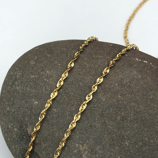 10KT Yellow Gold Diamond-Cut Rope Chain Necklace 30"/ 2mm, 10KT Yellow Gold Diamond-Cut Rope Chain Necklace 30"/ 2mm - Legacy Saint Jewelry