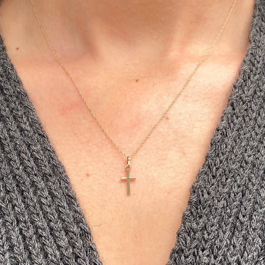 14KT Yellow Gold Mini Cross Charm Necklace, 14KT Yellow Gold Mini Cross Charm Necklace - Legacy Saint Jewelry