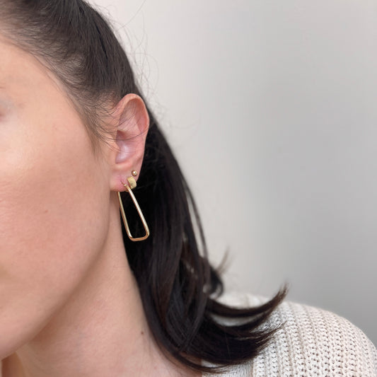 14KT Yellow Gold Thin Triangle Hoop Earrings 37mm