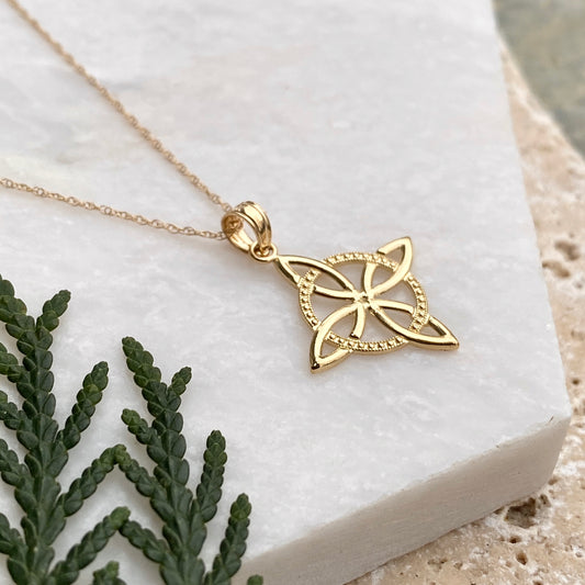 14KT Yellow Gold Celtic Eternity Knot Chain Necklace, 14KT Yellow Gold Celtic Eternity Knot Chain Necklace - Legacy Saint Jewelry