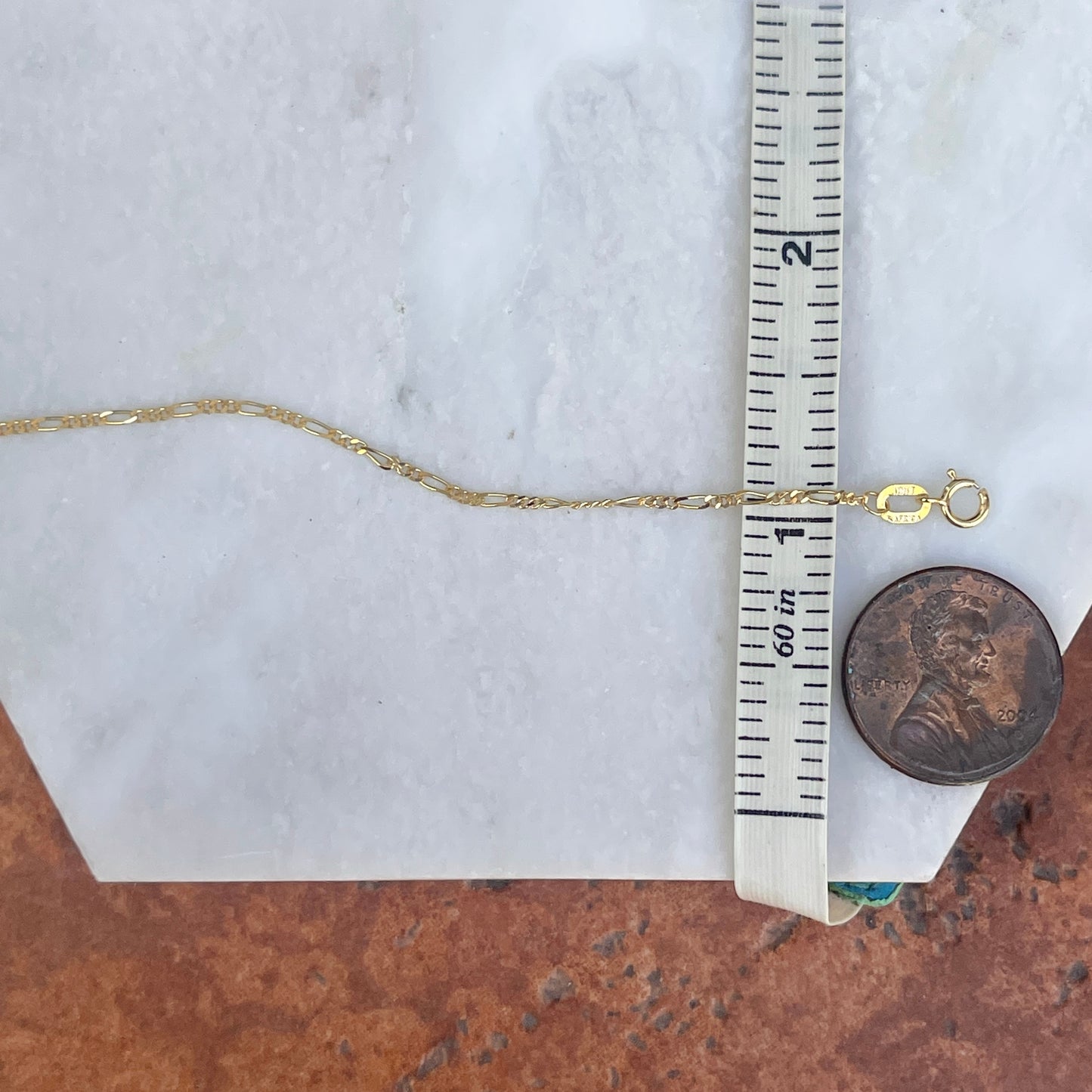 10KT Yellow Gold 1.25mm Singapore Chain Link Bracelet