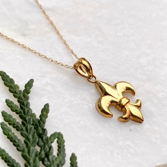 14KT Yellow Gold Polished Fleur de Lis Necklace, 14KT Yellow Gold Polished Fleur de Lis Necklace - Legacy Saint Jewelry