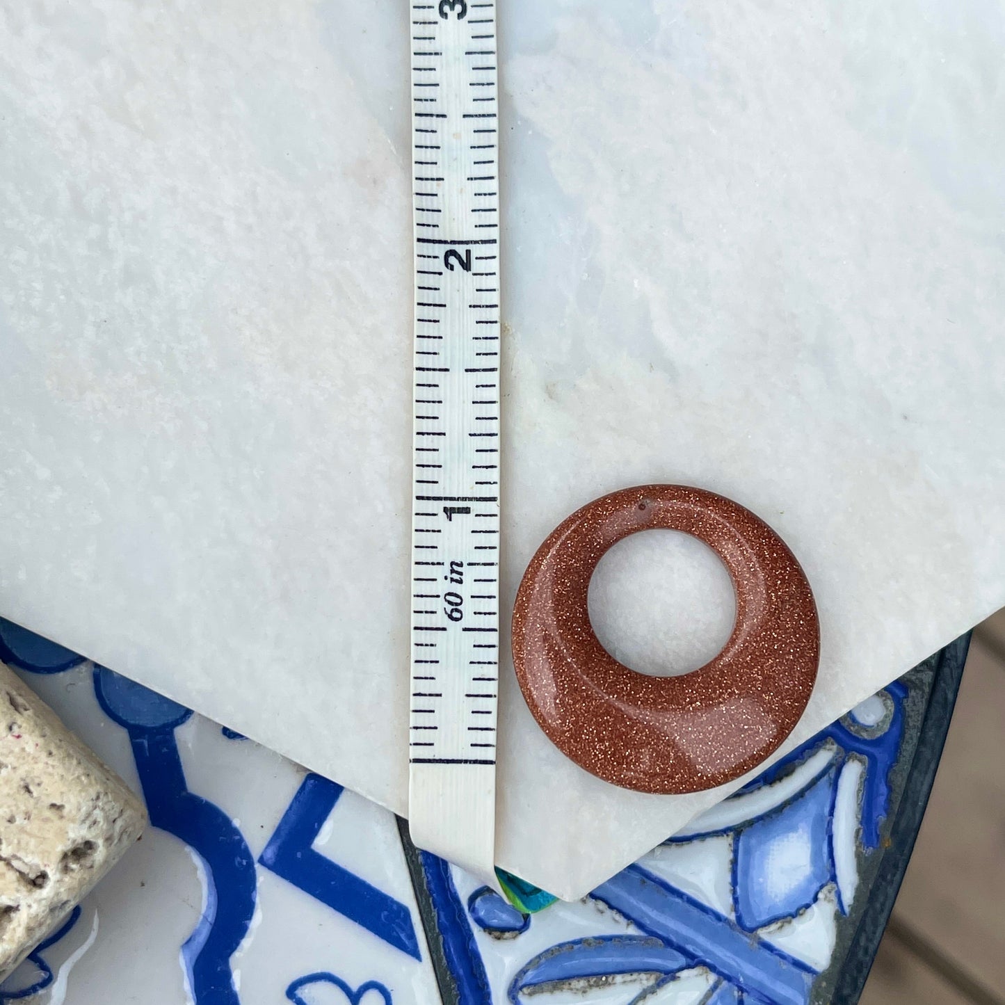 Genuine Red + Gold Goldstone Round Gemstone Disc Earring Charms