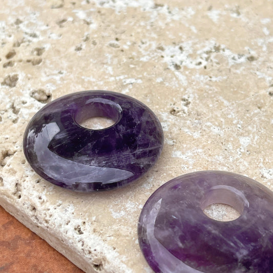 Genuine Purple Amethyst Round Gemstone Disc Earring Charms