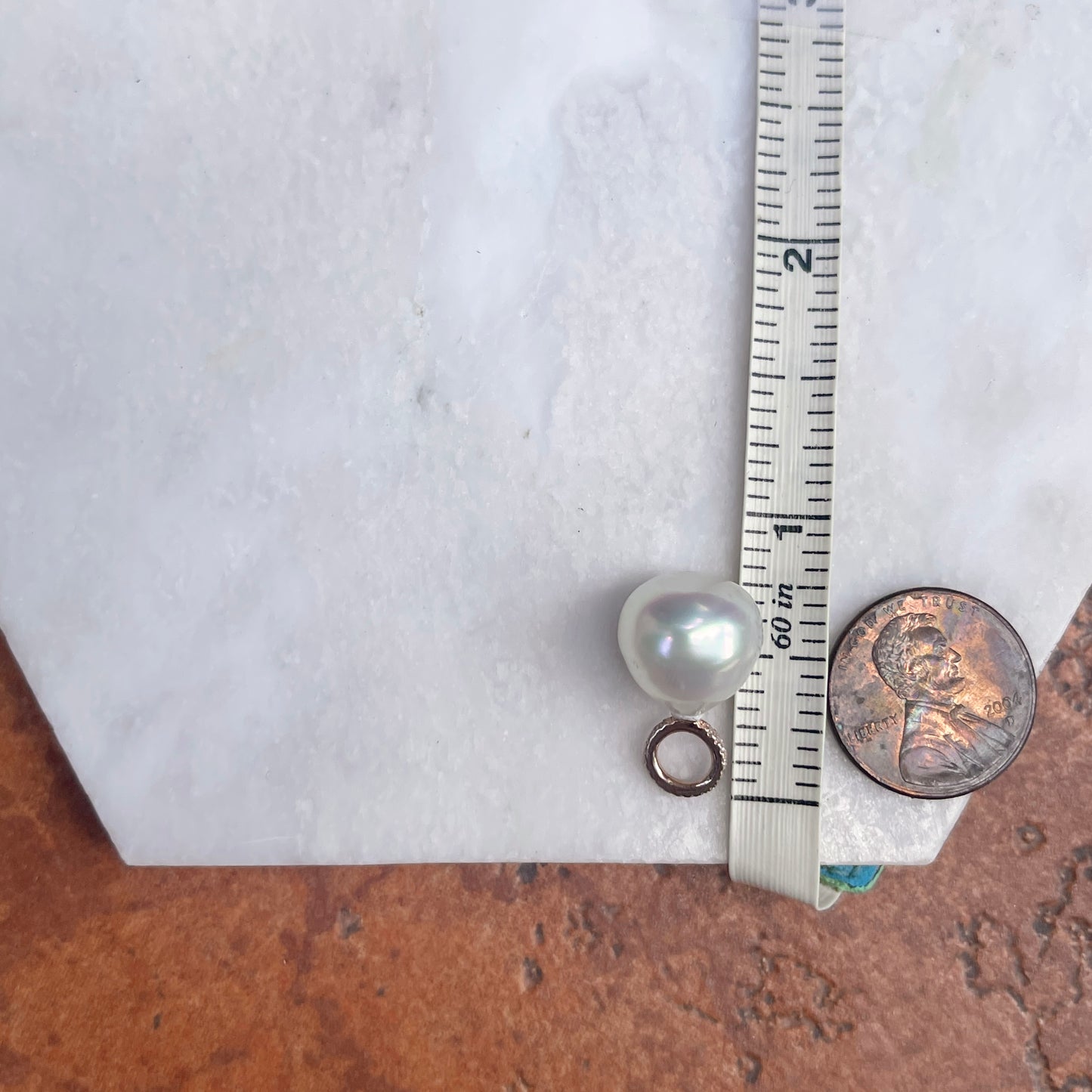 14KT Rose Gold Paspaley South Sea Pearl + Pave Diamonds Pendant 12mm