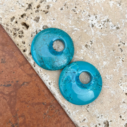 Genuine Turquoise Colored Howlite Round Disc Gemstone Earring Charms