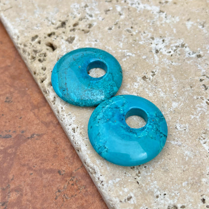 Genuine Turquoise Colored Howlite Round Disc Gemstone Earring Charms