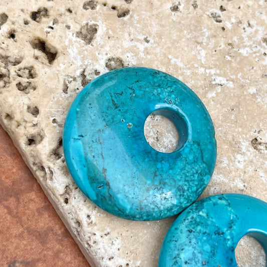 Genuine Turquoise Colored Howlite Round Disc Gemstone Earring Charms