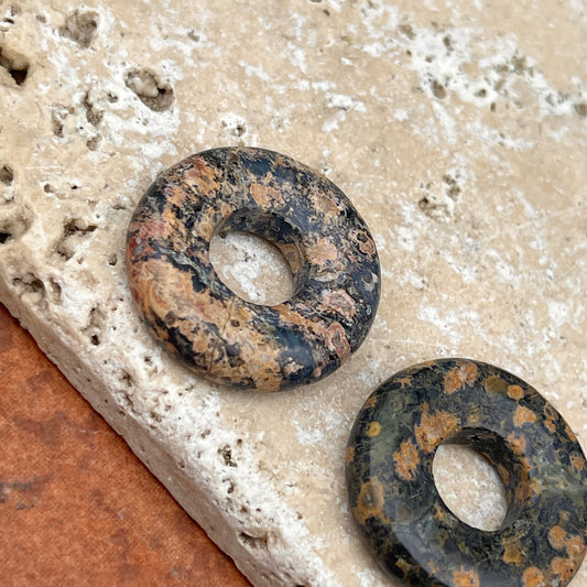 Genuine Leopard Skin Agate Round Disc Gemstone Earring Charms