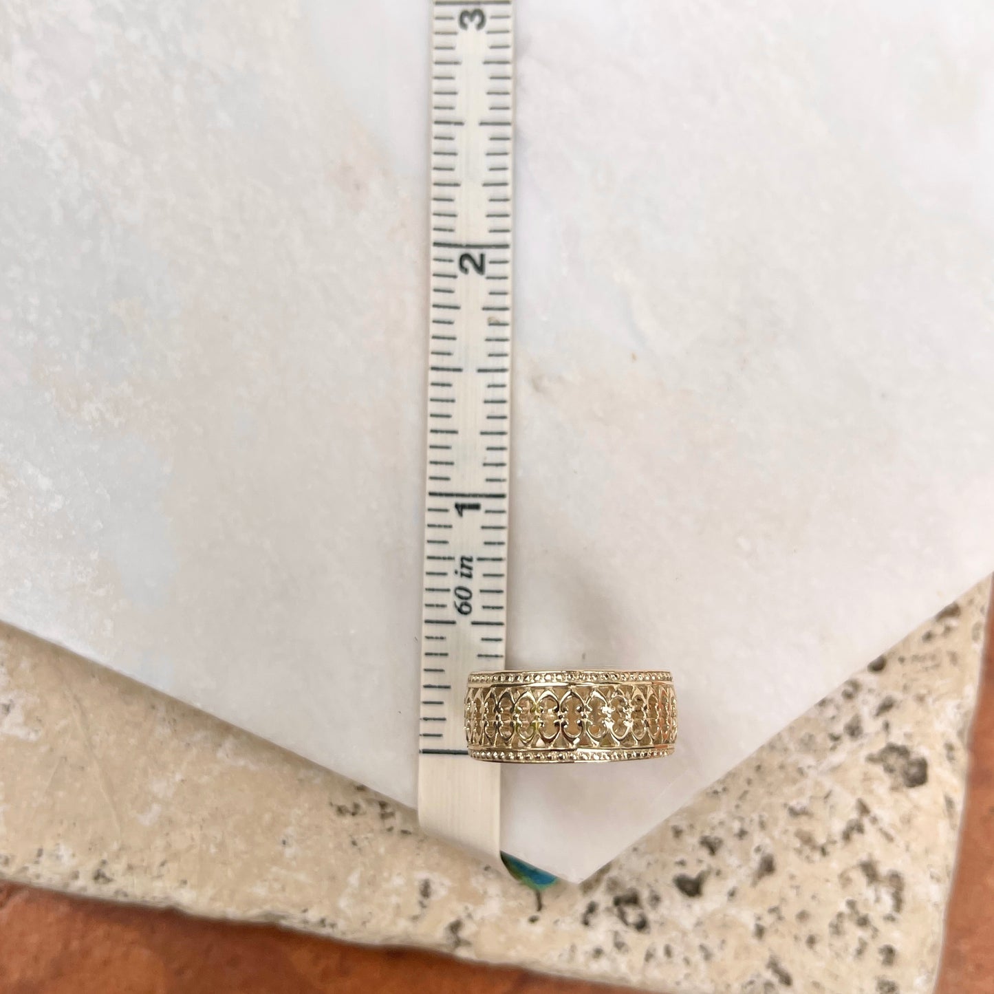 14KT Yellow Gold Open Scroll Filigree Cigar Band Ring