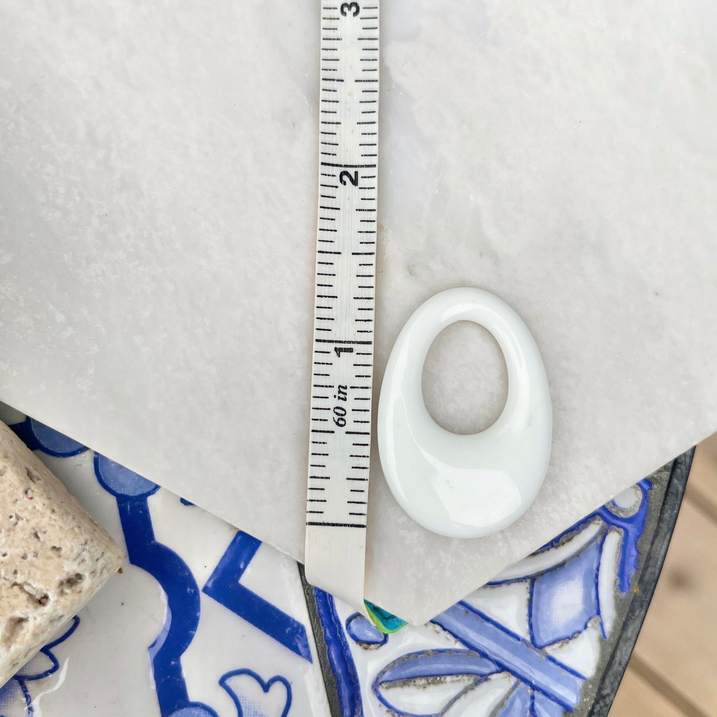 Estate White Onyx Oval Disc Gemstone Earrings Charms