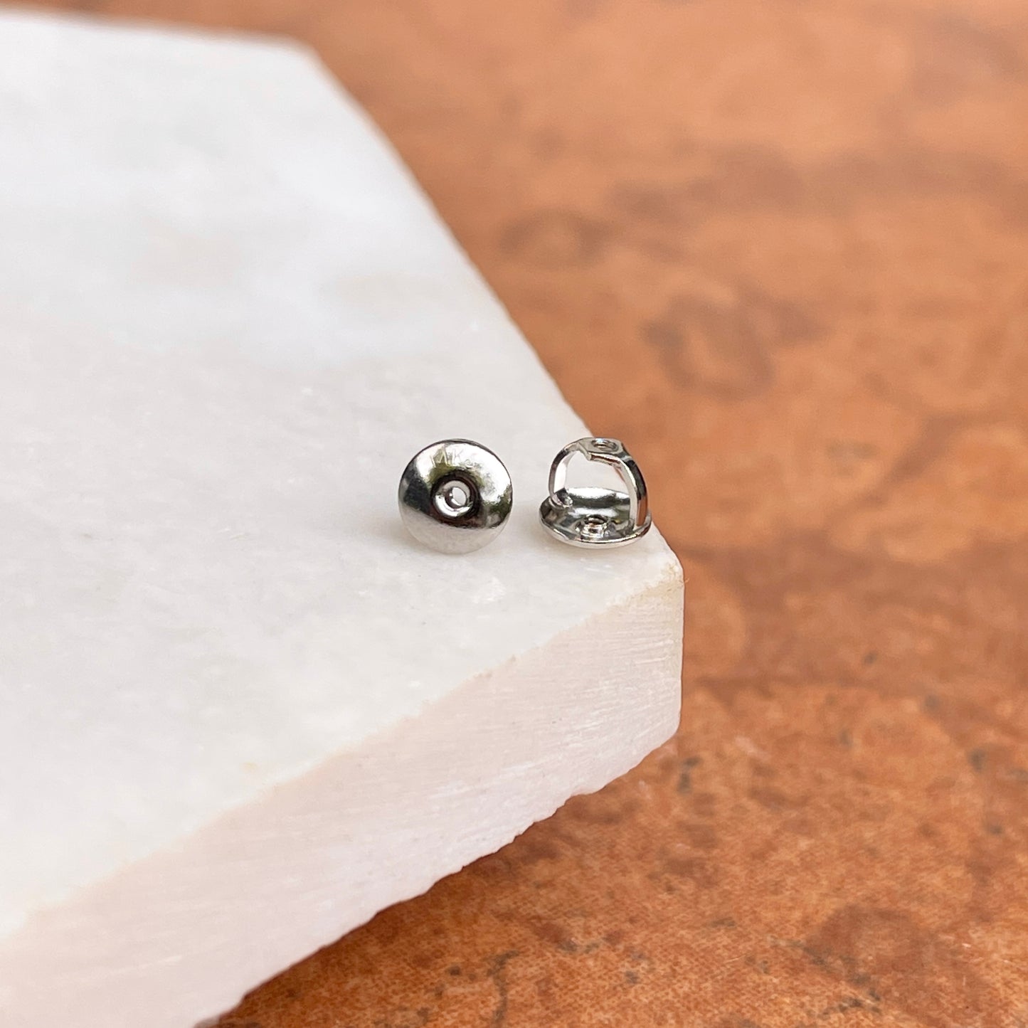 14KT White Gold Threaded Screw Back Earring Backs 5.3mm