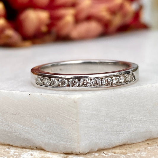 14KT White Gold Diamond Thin Band Ring, 14KT White Gold Diamond Thin Band Ring - Legacy Saint Jewelry