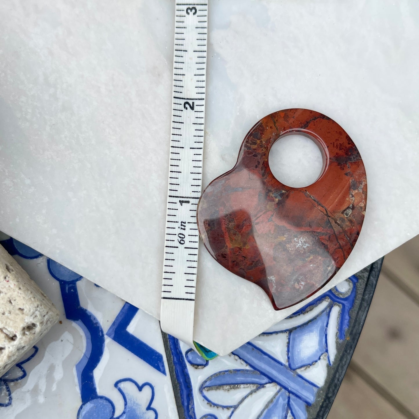 Genuine Red Poppy Jasper Abstract Disc Gemstone Earring Charms