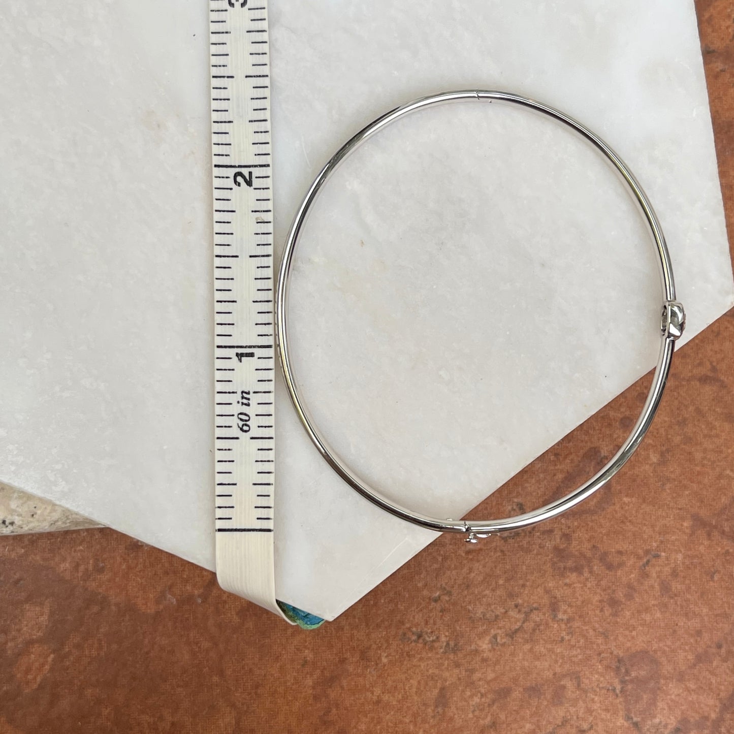 14KT White Gold Square .04 CT Pave Diamond Bangle Bracelet