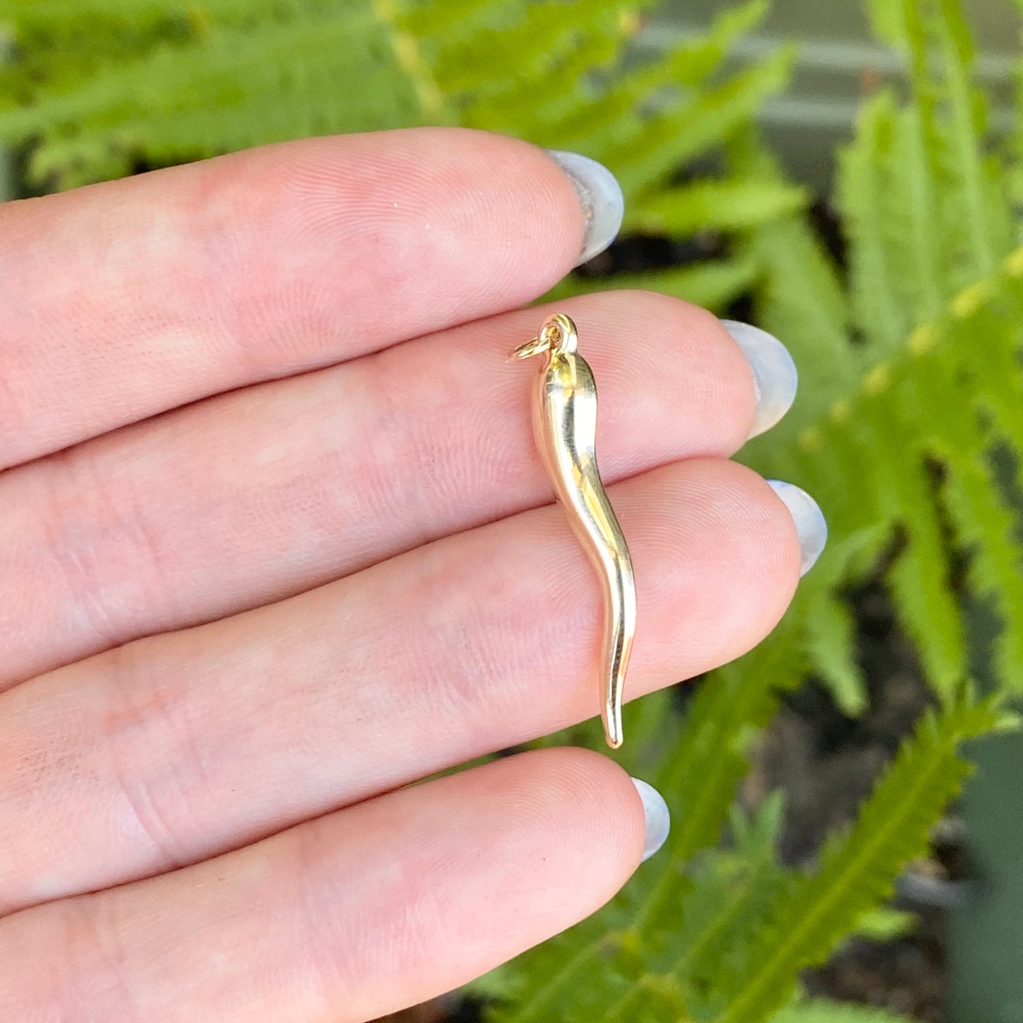 14KT Yellow Gold "Cornicello" Italian Horn Pendant Charm 30mm, 14KT Yellow Gold "Cornicello" Italian Horn Pendant Charm 30mm - Legacy Saint Jewelry
