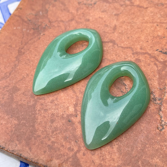 Estate Genuine Green Aventurine Diamond Gemstone Earring Charms