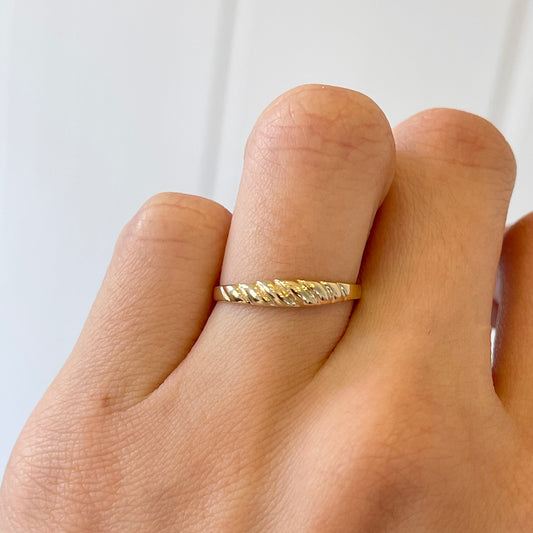 14KT Yellow Gold Thin Croissant Dome Band Ring