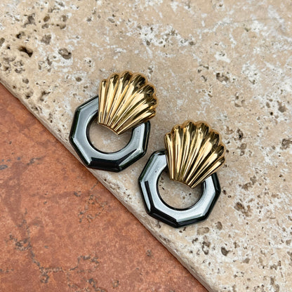 Genuine Hematite Octagon Disc Gemstone Earring Charms