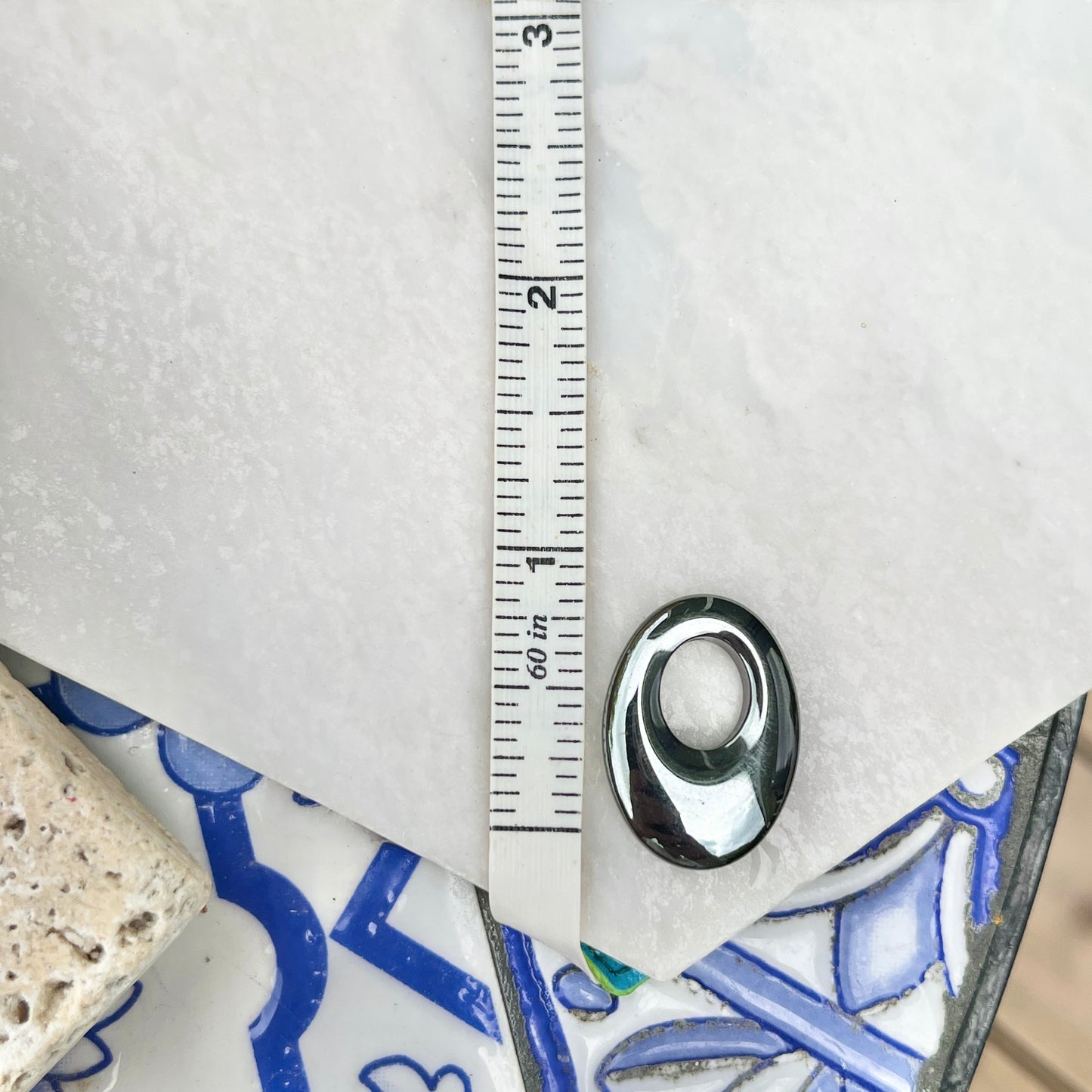 Genuine Hematite Oval Mini Disc Gemstone Earring Charms