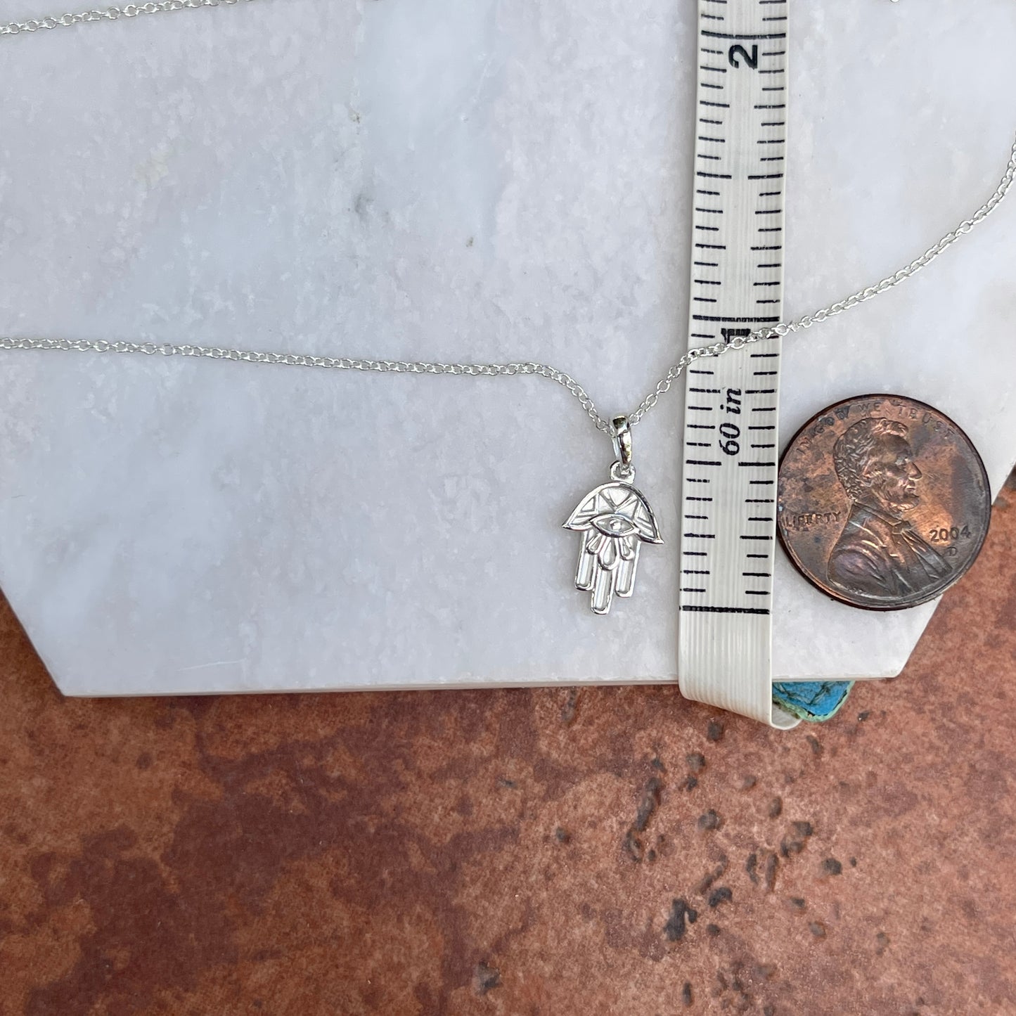 Sterling Silver Hamsa Evil Eye Pendant Neckace