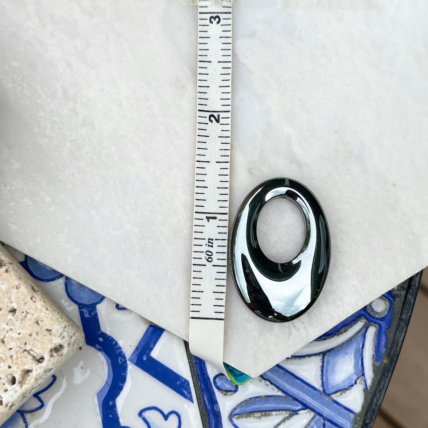 Genuine Hematite Oval Disc Gemstone Earring Charms