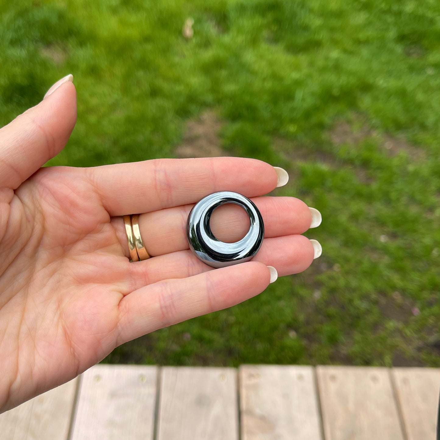 Genuine Hematite Round Disc Gemstone Earring Charms