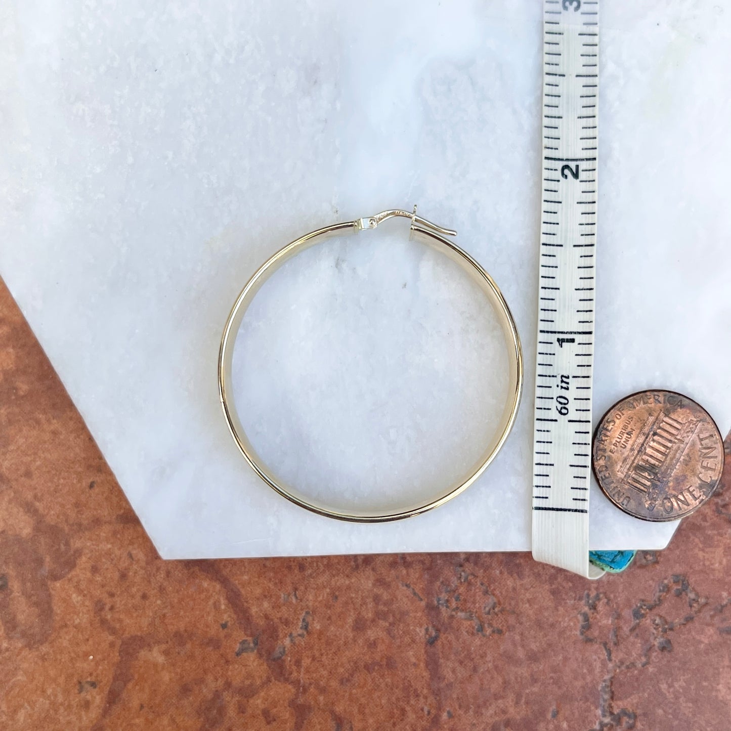 14KT Yellow Gold 7mm Wide Round Large Hoop Earrings 45mm