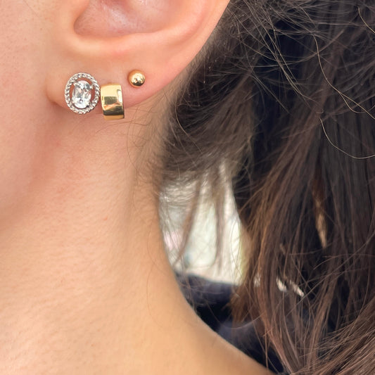 Sterling Silver Oval Genuine Aquamarine Rope Twist Stud Earrings