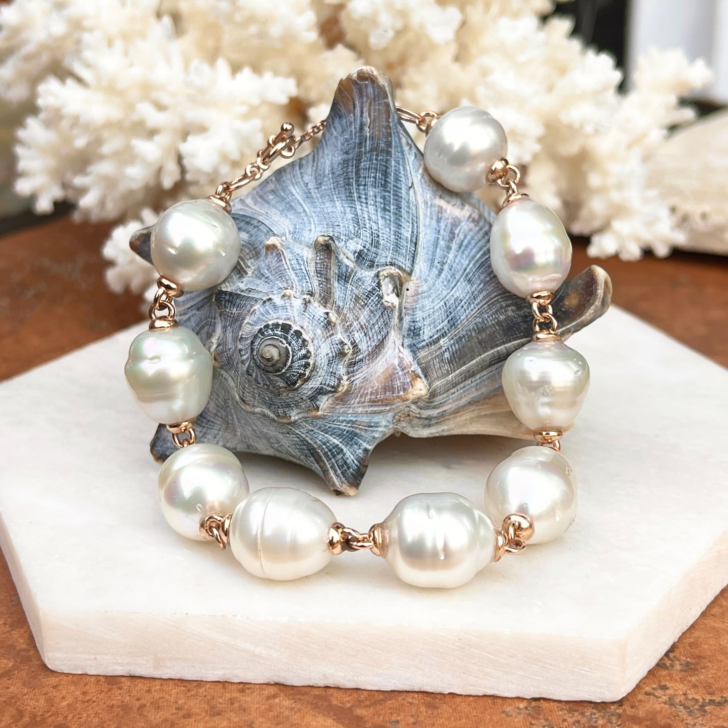 14KT Rose Gold + Paspaley South Sea Pearl Spacers Bracelet