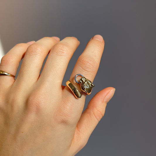 18KT Yellow Gold + White Gold Panther Bypass Ring