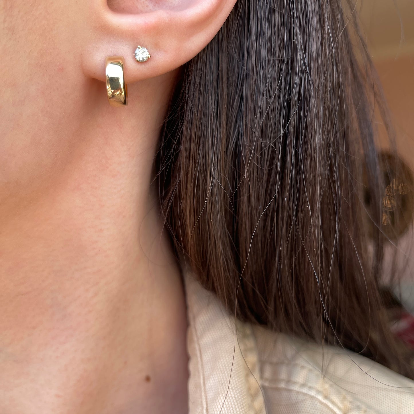 14KT Yellow Gold 5mm Hinged Huggie Hoop Earrings 12mm