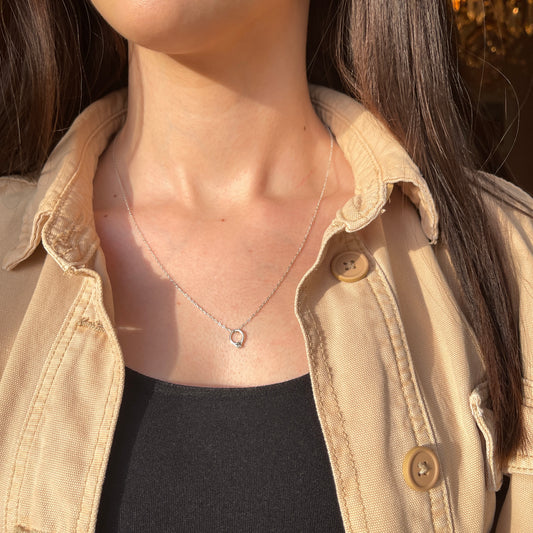 14KT White Gold Mini .03 CT Diamond Ring Pendant Charm