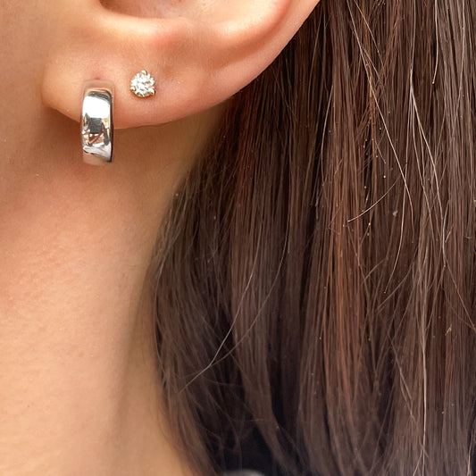 14KT White Gold 5mm Hinged Huggie Hoop Earrings 12mm