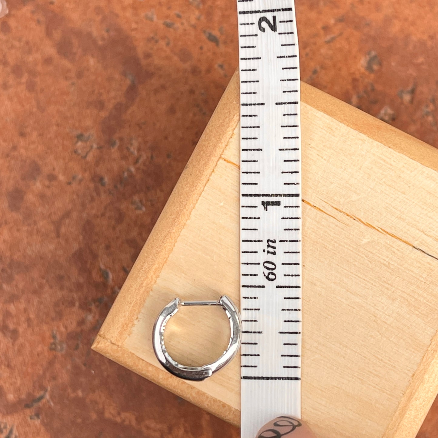 14KT White Gold 5mm Hinged Huggie Hoop Earrings 12mm