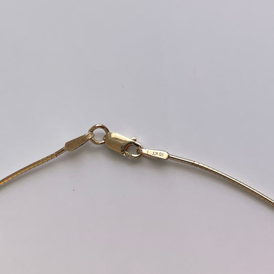 10KT Yellow Gold Cable 1mm Round Neck Wire Omega Chain Necklace