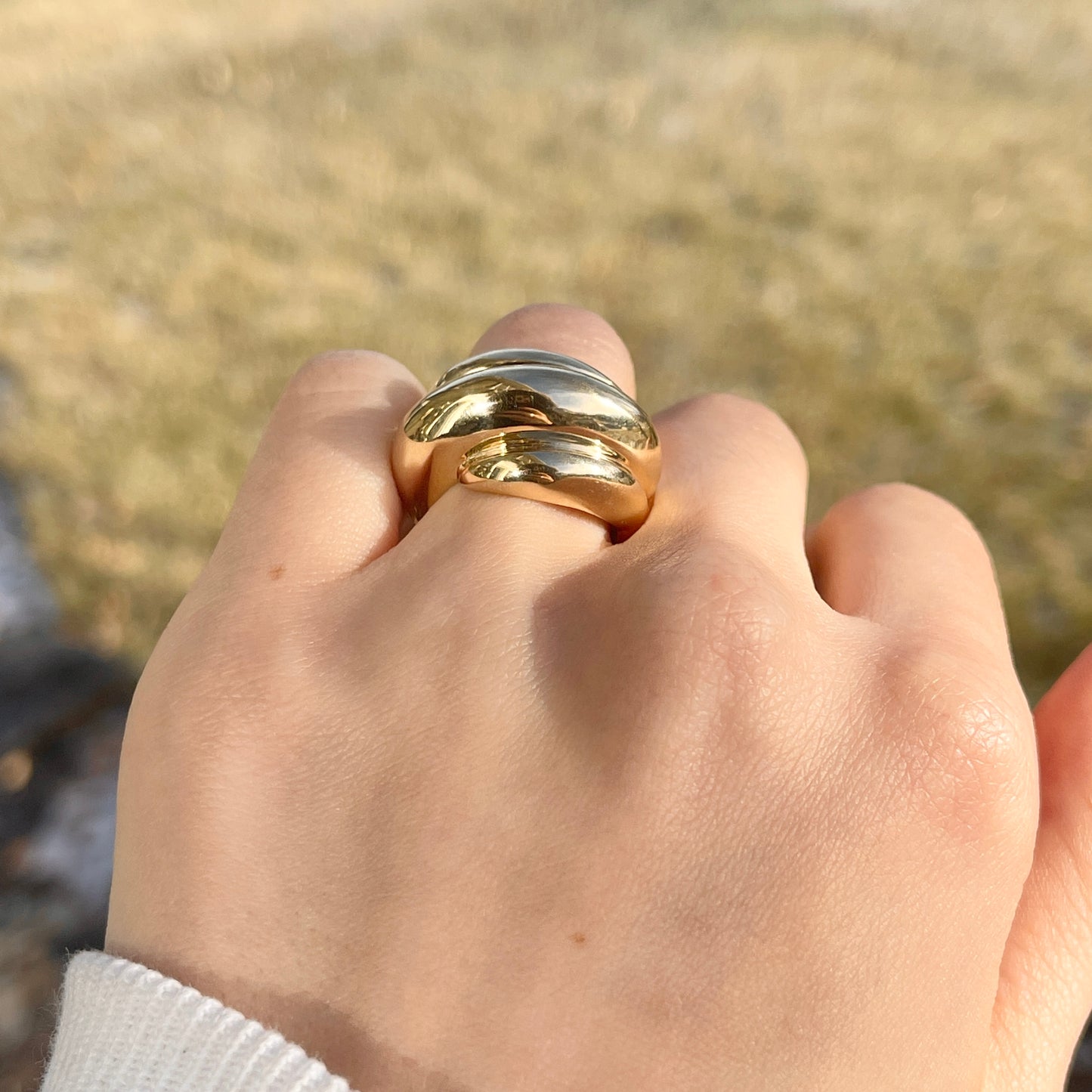 14KT Yellow Gold Polished Chunky Dome Cigar Band Ring