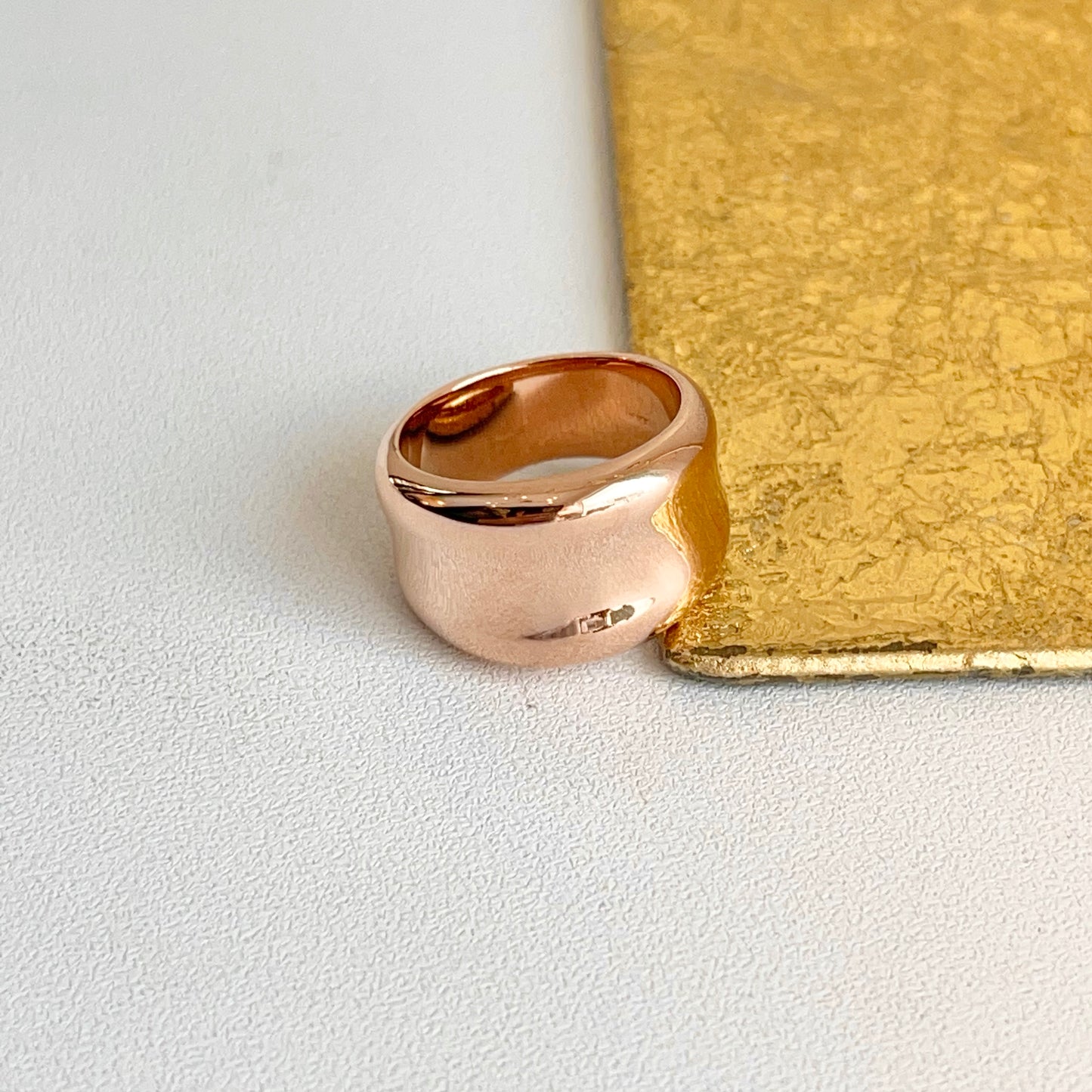 14KT Rose Gold Polished Concave Cigar Band Ring