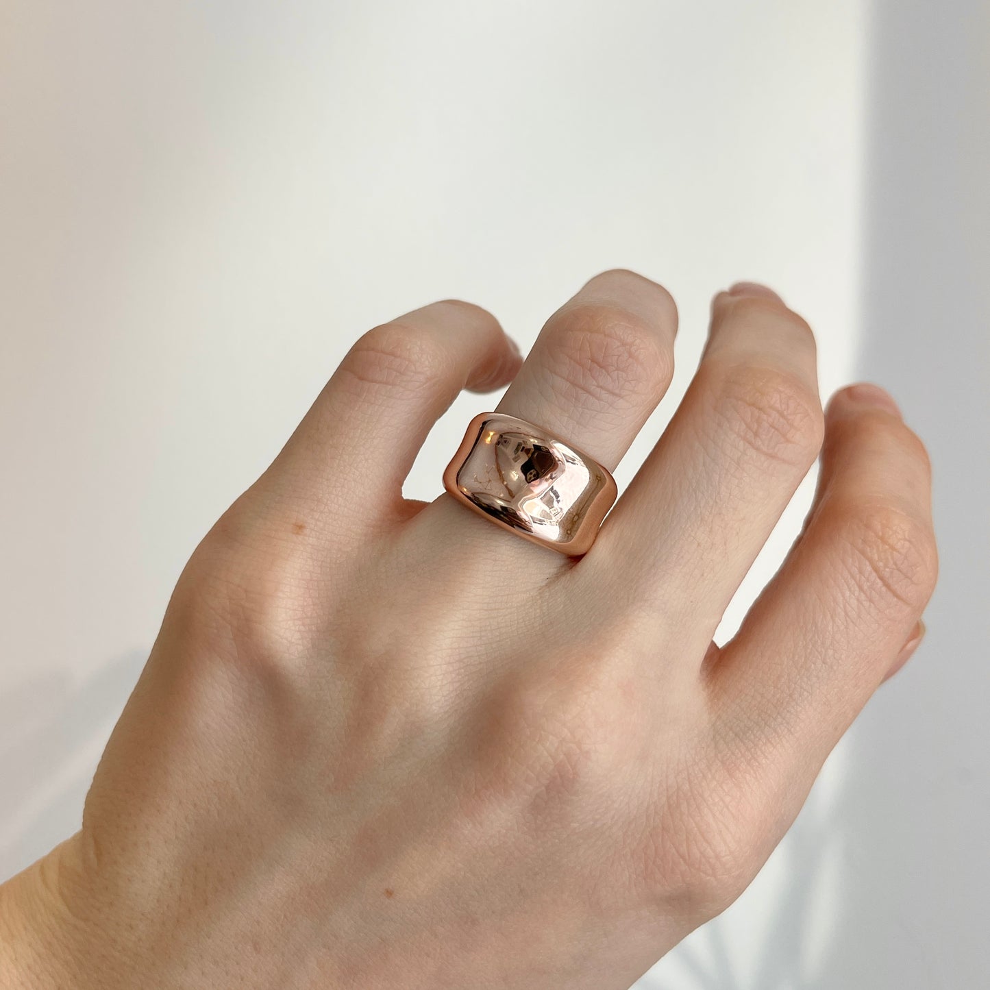 14KT Rose Gold Polished Concave Cigar Band Ring