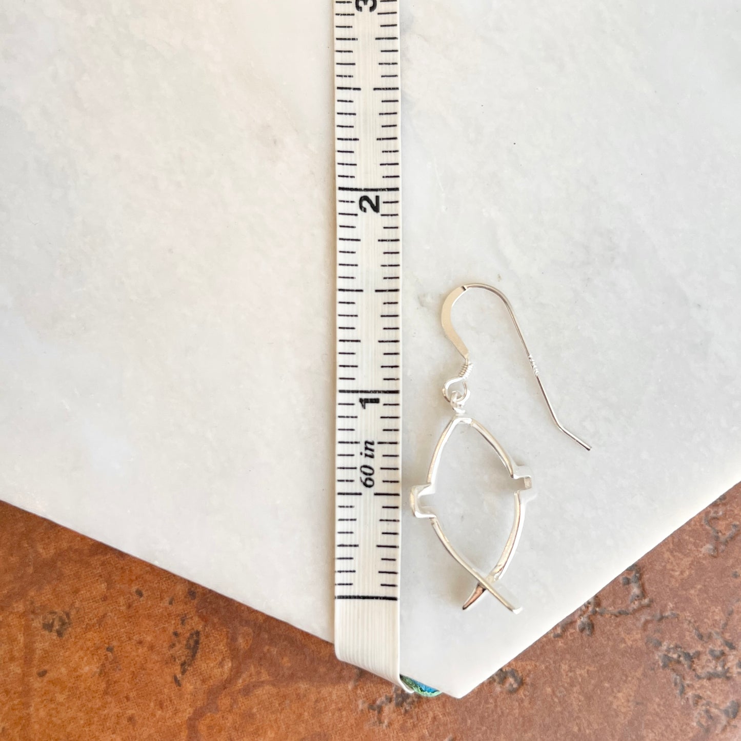 Sterling Silver Ichthus Cross Fish Dangle Wire Earrings