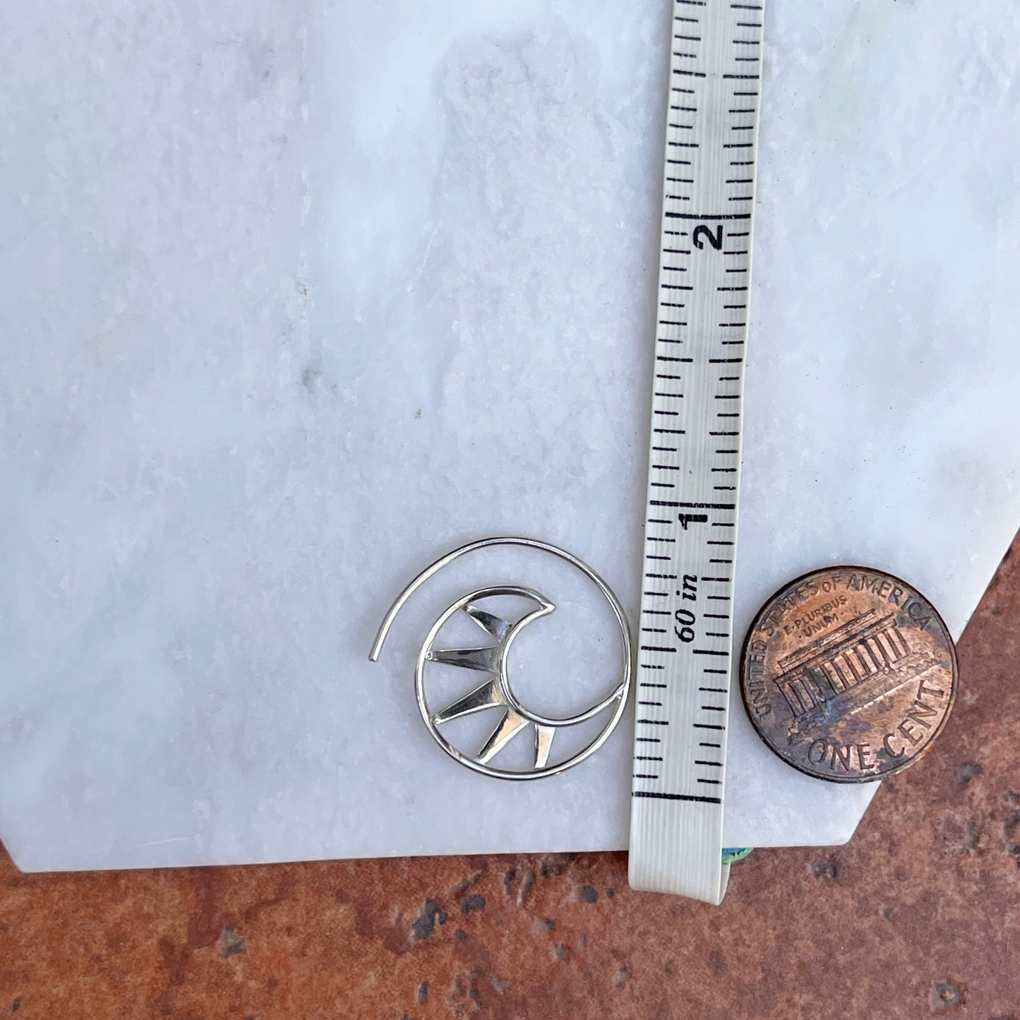 Sterling Silver Geometric Triangles Hoop Threader Earrings