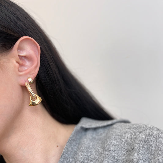 10KT Yellow Gold Spiral Round Hoop Earrings 24mm