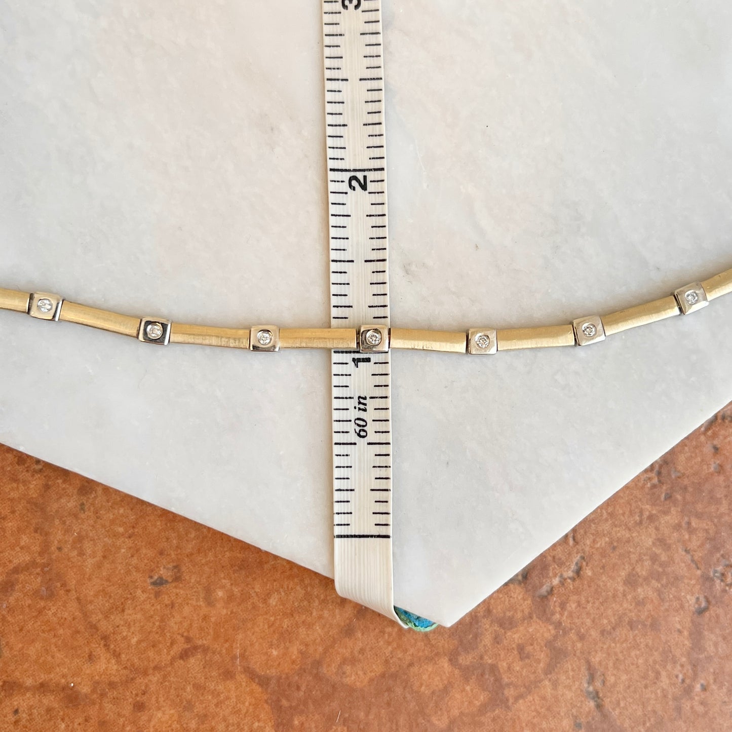 Estate 14KT Yellow Gold Gypsy Diamond Line Matte Tennis Bracelet