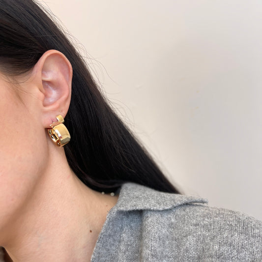 14KT Yellow Gold Chunky Round Hoop Earrings 16mm